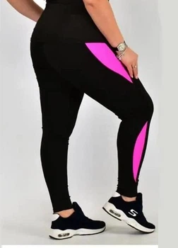 Спортивные леггинсы батал Dionafit, лосины больших размеров для спорта с розовыми вставками черный цвет размер 5XL