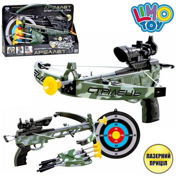 Детский игрушечный арбалет с лазерным прицелом Limo Toy M 0488 стрелы на присосках