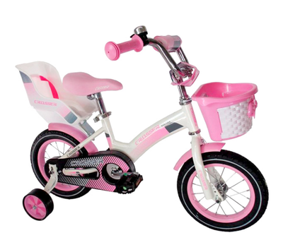 Детский велосипед Crosser Kids Bike 14 дюймов для девочек с ножным тормозом надувными колесами стальной рамой для детей от 4 до 6 лет розовый