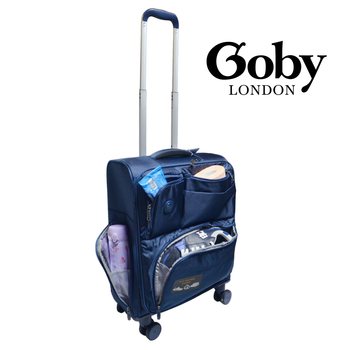 Чемодан текстильная ручная кладь 4 колеса замок TSA Goby London GB-3004/20 малый размер 50 40 20 в самолет син