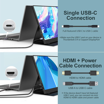 Монитор портативный InnoView INVPM406 15.6" 1080P FHD USB-C, miniHDMI, HDR, IPS, Smart Cover black