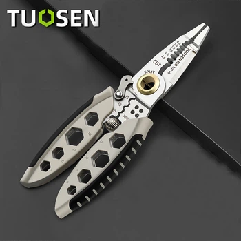 Многофункциональные клещи Tuosen 10116, пассатижи для зачистки проводов, обжима клемм, клещи электрика