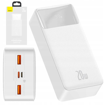 УМБ Power bank Baseus Bipow Digital Display QC PD 20W 30000mAh Белый