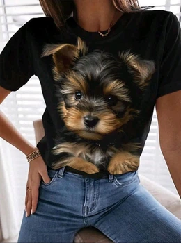 Футболка женская NEW SUMMER DOG стильная, черный S/M