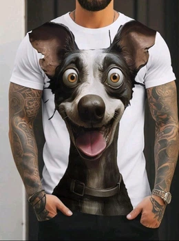 Футболка NEW SUMMER стильна With Funny Cartoon Dog Print, білий, XL
