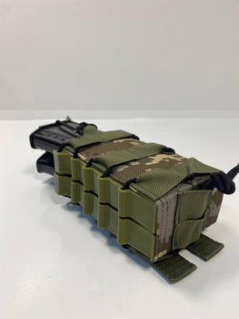 Двойной штурмовой подсумок для магазинов АК с пластиковыми боками с системой MOLLE пиксель
