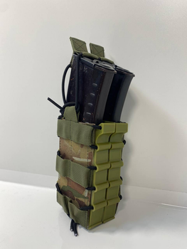 Двойной штурмовой подсумок для магазинов АК с пластиковыми боками с системой MOLLE мультикам