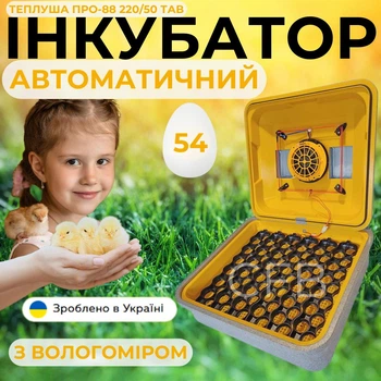 Автоматический инкубатор для яиц Теплуша ПРО-88 220/50 ТАВ ТЕНовый для куриных, утиных, гусиных, перепелиных и других яиц с автоматическим поворотом, терморегулятором и датчиком влажности для домашнего использования.