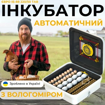 Автоматический инкубатор для яиц Теплуша Євро ИБ-88 220/50 ТАВ ТЕНовый для куриных, утиных, гусиных, перепелиных и других яиц с автоматическим поворотом, терморегулятором и датчиком влажности для домашнего использования