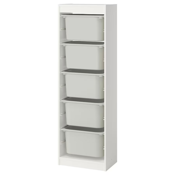 Стелаж с контейнерами TROFAST 46x30x145 см IKEA 695.754.77 белый / серый