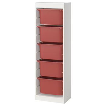 Стелаж с контейнерами TROFAST 46x30x145 см IKEA 095.754.80 белый /красный