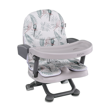 Дитячий стільчик для годування 2 в 1 пластиковий (з 6 місяців) Ego Plus Grey Parrots Leather Lorelli сірий