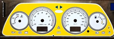 Вставка в панель приборів Avtoaks для ВАЗ 2110, 2113-2115 (два широких вікна) Жовта з синім підсвічуванням