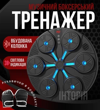 Настінний музичний боксерський тренажер 35 см із рукавичками (тренажер для боксу)