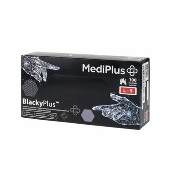 Нітрилові рукавички MediPlus BlackyPlus, розмір L, чорні, 100 шт