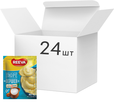 Упаковка пюре Reeva картопляного зі смаком вершків 40 г х 24 шт (4820179257847)