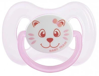 Силіконова пустушка у формі вишні "Котик", 0+, рожева - Baby Team (1237180-36433714)