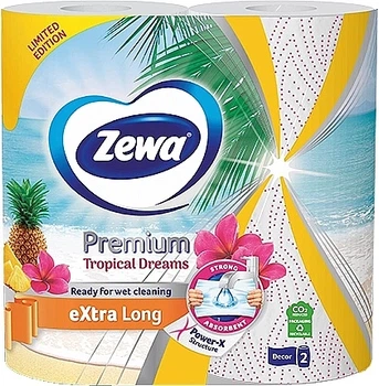 Паперові рушники, лімітована колекція, двошарові, 2 рулони - Zewa Premium Tropical Dreams 2шт (1007033-1308167-2)