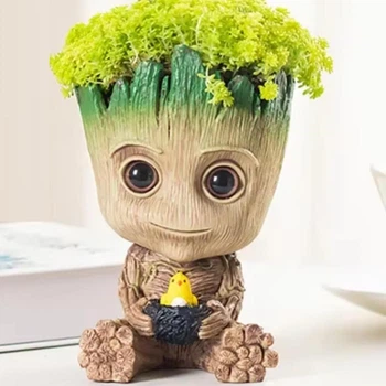 Кашпо - горщик у вигляді Грут Marvel Groot / статуетка - підставка Грут з марвел для рослин / кактусів / сукулентів, 5х3.5 см, коричневий (98712582)