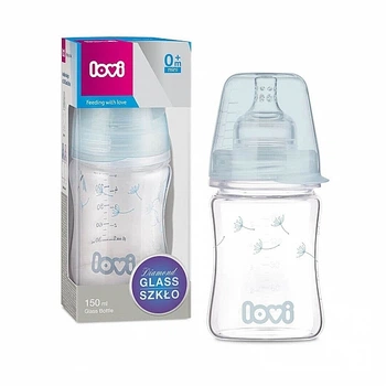 Пляшечка скляна "Diamond Glass Botanic", 150 мл, 0+ міс., синя - Lovi 150ml (1296971-31162054)