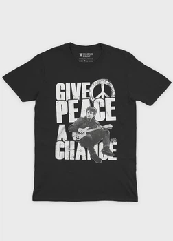 Чоловіча футболка MODNO з рок принтом "John Lennon" L Чорний (TS001-004-2-648-F-BL-M)