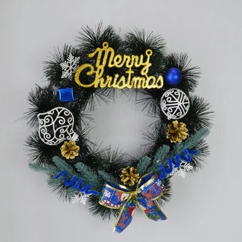 Новорічний вінок 40 см Merry Christmas синій