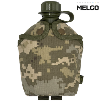 Фляга армейская 1л в чехле Molle Пиксель ММ-14 Cordura 1000 D MELGO (фляга полевая индивидуальная)