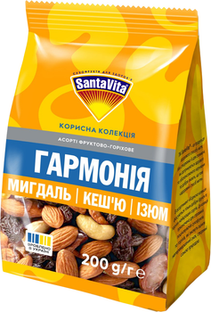 Смесь орехи с изюмом Гармония SantaVita Полезная коллекция 200 г (0.2 кг) (4820061500716)