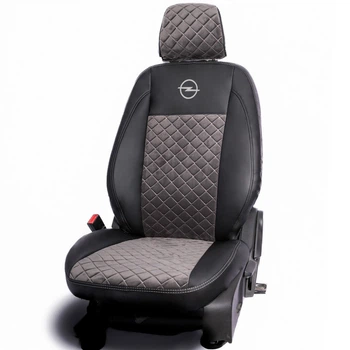 Комплект модельных чехлов AMI.AUTO аригона с алькантарой темно серые на Опель Комбо С (Opel Combo C) 2001-2011 минивен пассажир