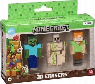 Zestaw figurek Minecraft 3D Erasers Wer.C 3 szt (7290120514249)