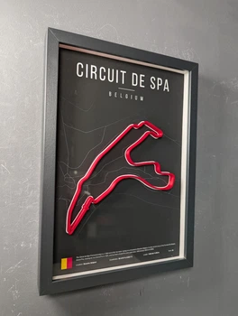 Об'ємна Рамка з 3D Трасою Circuit de Spa-Francorchamps / Stavelot, Belgium / Спа-Франкоршам в Масштабі 1:40 000 Red Matte / Frame 32x23x3