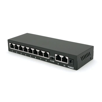 POE-коммутатор Merlion 8 портов PoE 10/100 2 RJ45 Uplink внешний БП 52V 1.85A для видеонаблюдения