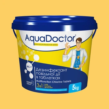 Хімія для басейну 3 в 1 AquaDoctor MC-T 200г, 5 кг. Мульти (комбі) хлор, великі таблетки для басейну 3 в 1 повільний хлор Аквадоктор