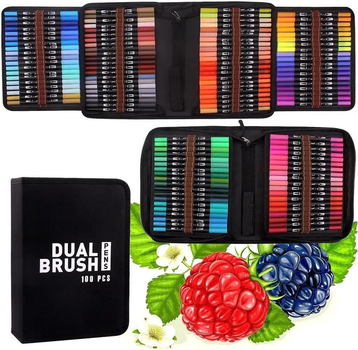 Набір двосторонніх лайнерів маркерів Dual Brush Pens 100 шт. у пеналі