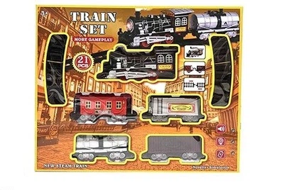 Детская железная дорога Train Set со звуком и мигающей подсветкой 21 элемент