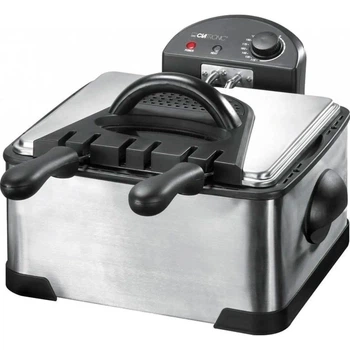Фритюрниця Clatronic FR 3195, 4 л, 2 окремі кошики, нержавіюча сталь, термостат до 190°C, захист від перегріву, технологія холодної зони, оглядове вікно, легке очищення