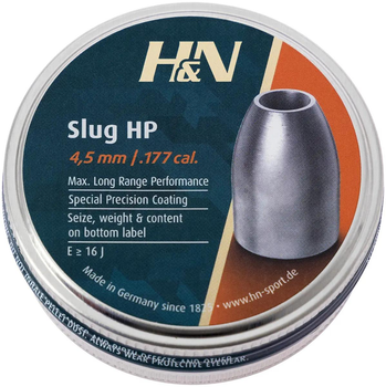 Пули пневматические H&N Slug HP кал. 4.5 мм. Вес - 1,3 г. 250 шт/уп