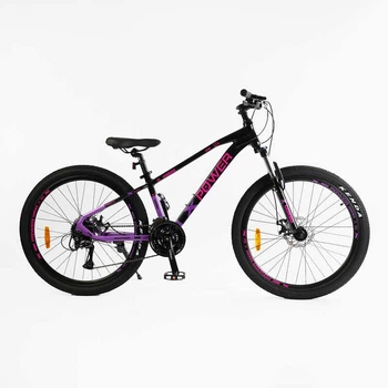 Велосипед Спортивный 26 дюймов Corso X-POWER PW-150 оборудование Shimano алюминиевая рама 13 дюймов 24 скорость. Black and Pink (165850)