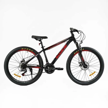 Велосипед Спортивный 26 дюймов Corso Skywalker SW-312 переключатели SunRun стальная рама 15 дюймов 21 скорость. Black and Red (149937)