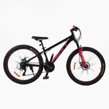 Велосипед Спортивный 26 дюймов Corso Next NX-922 оборудование Shimano алюминиевая рама 13 дюймов 21 скорость. Black and Pink (168549)