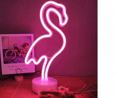 Нічник неоновий Фламінго LED рожевий USB і батарейки декоративний світильник для спальні (517035)