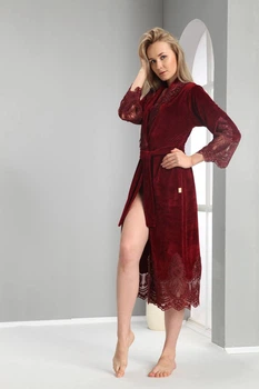 Халат Nusa 120114459 3XL Велюр Бордове
