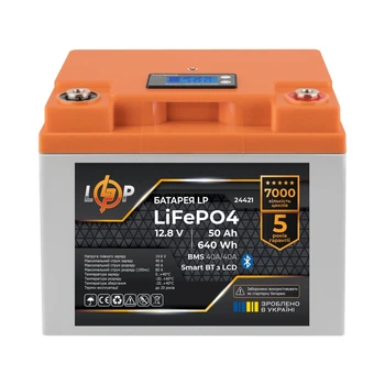 Батарея для бесперебойника LogicPower LP LiFePO₄ 12,8V 50Ah, 640Wh, 7000 циклов, BMS 40A Smart BT с LCD-дисплеем (LP24421)