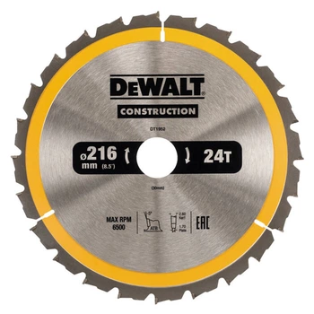 Диск пильный по дереву DeWALT CONSTRUCTION DT1952 216×30 мм для деревообработки (DT1952)