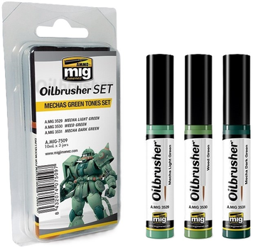 Zestaw farb Ammo Oilbrusher Set - Mechas Green Tones 3 szt (8432074075097)