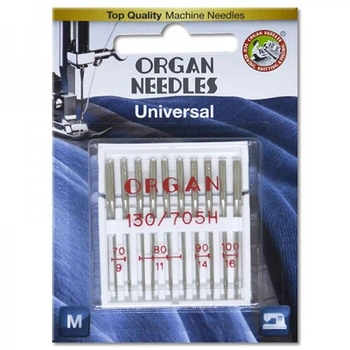 Иглы швейные универсальные ORGAN MIX 70/80/90/100 для бытовых швейных машин блистерная упаковка 10 шт (6499)