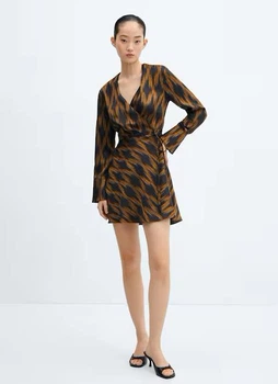 Платье женское MANGO 57049122 Черный с золотистым S KL0450