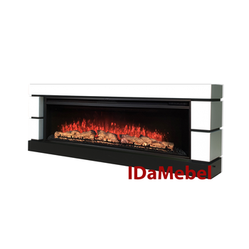 Каминокомплект IDaMebel Blanca бело-черный (1861x697x303) с камином Vision 60 LOG Color с реалистичными дровами, обогревом, цветом и звуком