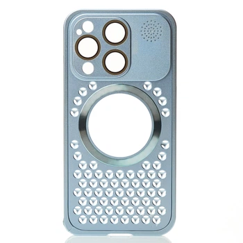 Чохол для iPhone 15 Pro Max Magsafe Aroma Perforated Metal Series Блакитний