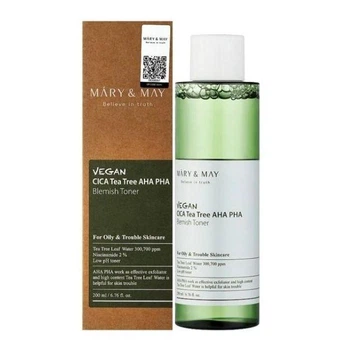 Веганський тонер із чайним деревом Mary&May Vegan CICA Tea Tree AHA PHA Toner 200ml